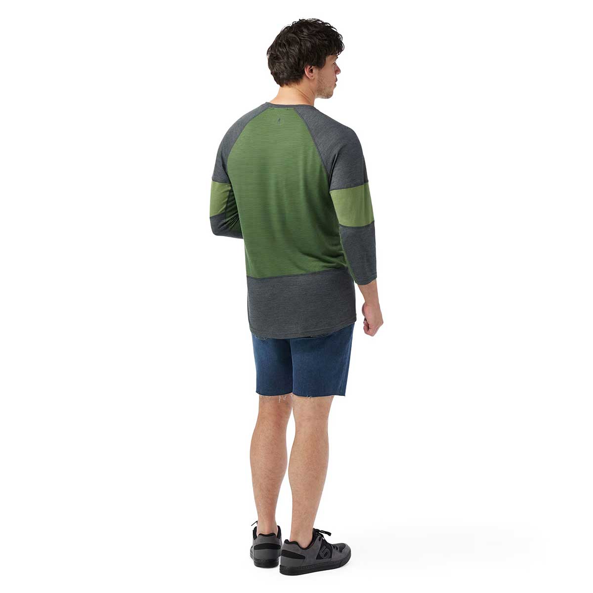 Smartwool Mountain Bike 3/4 Sleeve Jersey Men's in Charcoal and Fern Green